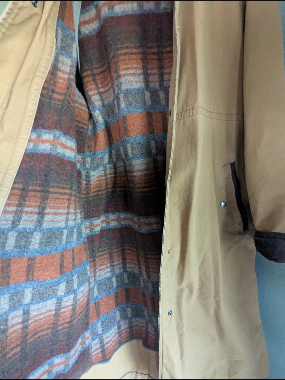 L.L. Bean Women's Tan Trench Coat with Dark Brown Corduroy Trim - Picture 3 of 4